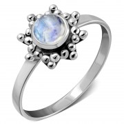 Ethnic Style Rainbow Moonstone Silver Ring, r504